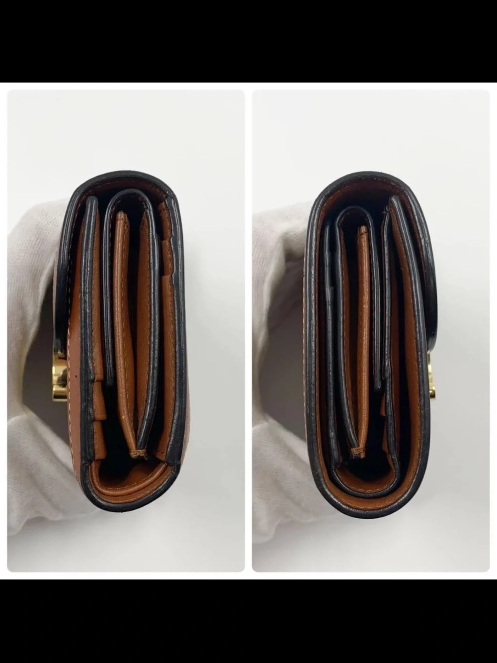 Celine Tan Leather-Trim Canvas Triomphe Wallet with Gold Hardware